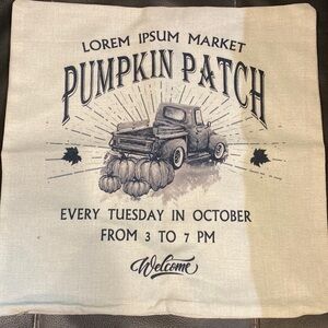 Fall pumpkin patch pillow cover 17 1/2” x 17 1/2” home decor